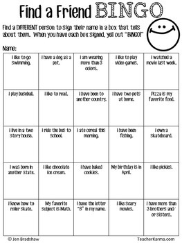 getting to know you questions for bingo
